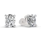 2.64 Carat Cushion Shape 4 Prong Solitaire Diamond Stud Earrings 14K - White Gold