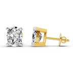 2.64 Carat Cushion Shape 4 Prong Solitaire Diamond Stud Earrings 14K