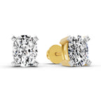 2.64 Carat Cushion Shape 4 Prong Solitaire Diamond Stud Earrings 14K