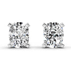 2.64 Carat Cushion Shape 4 Prong Solitaire Diamond Stud Earrings 14K
