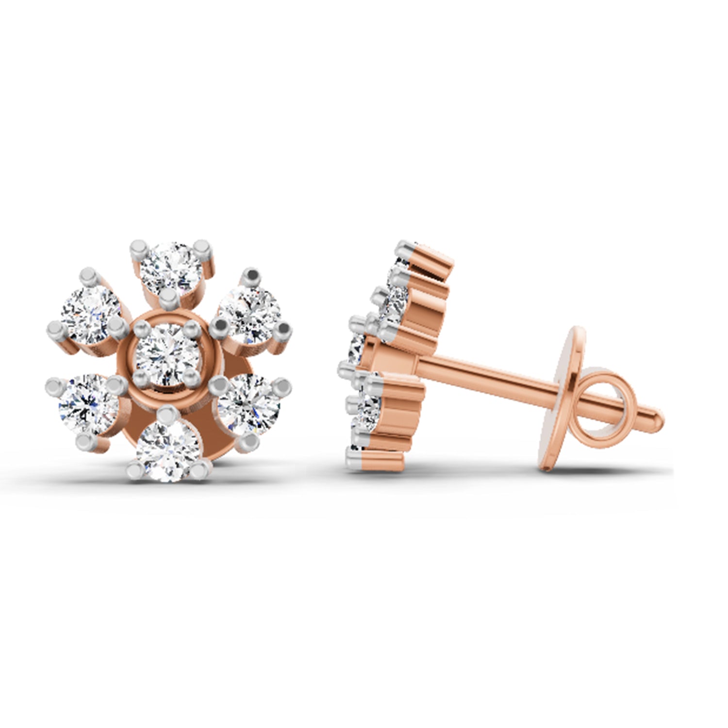 0.70 Carat Round Lily Earrings 14K - Rose Gold