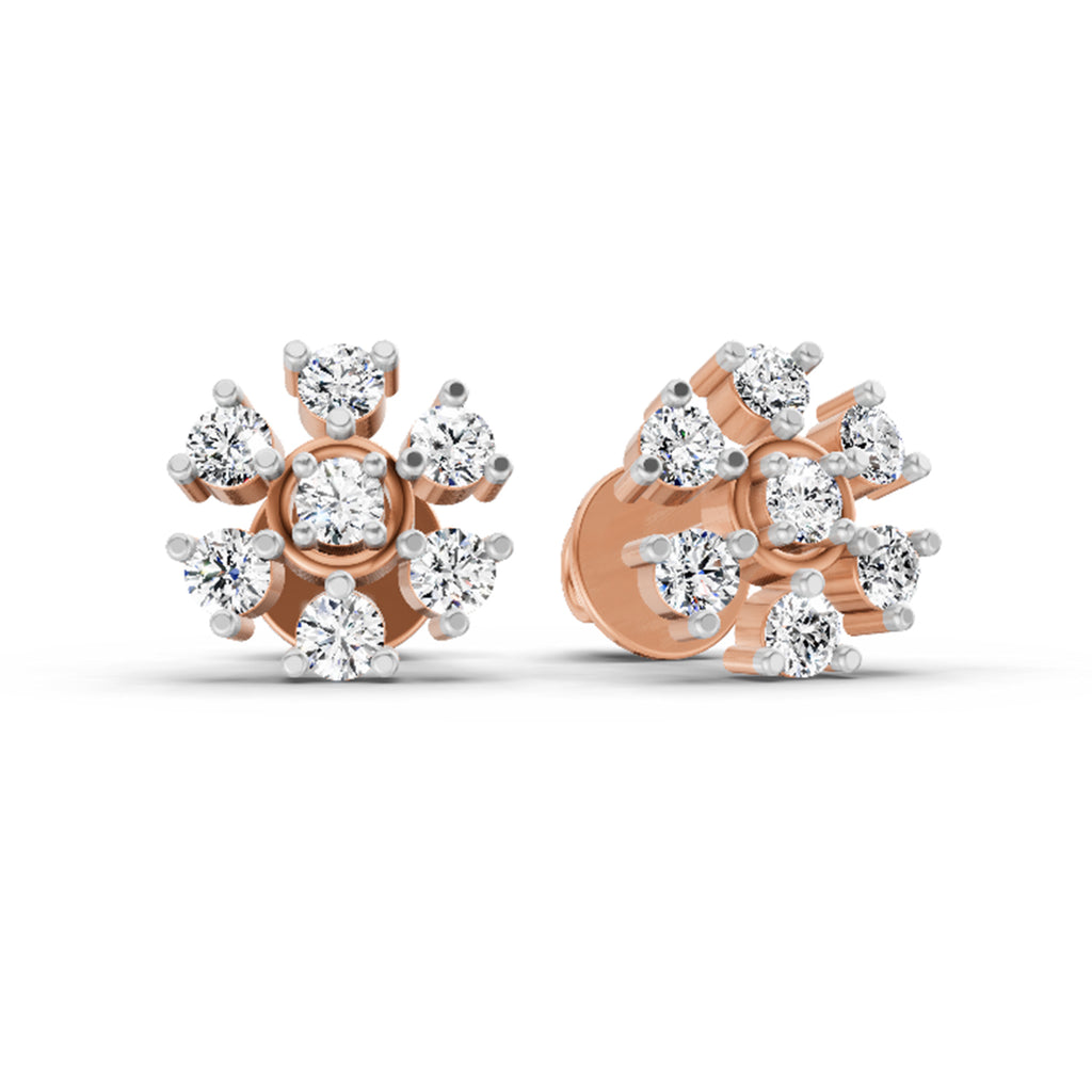 0.70 Carat Round Lily Earrings 14K - Rose Gold