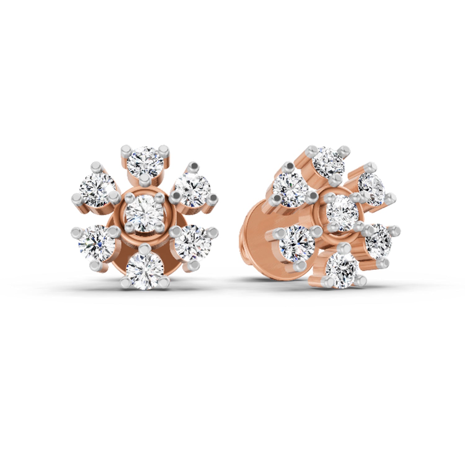 0.70 Carat Round Lily Earrings 14K - Rose Gold