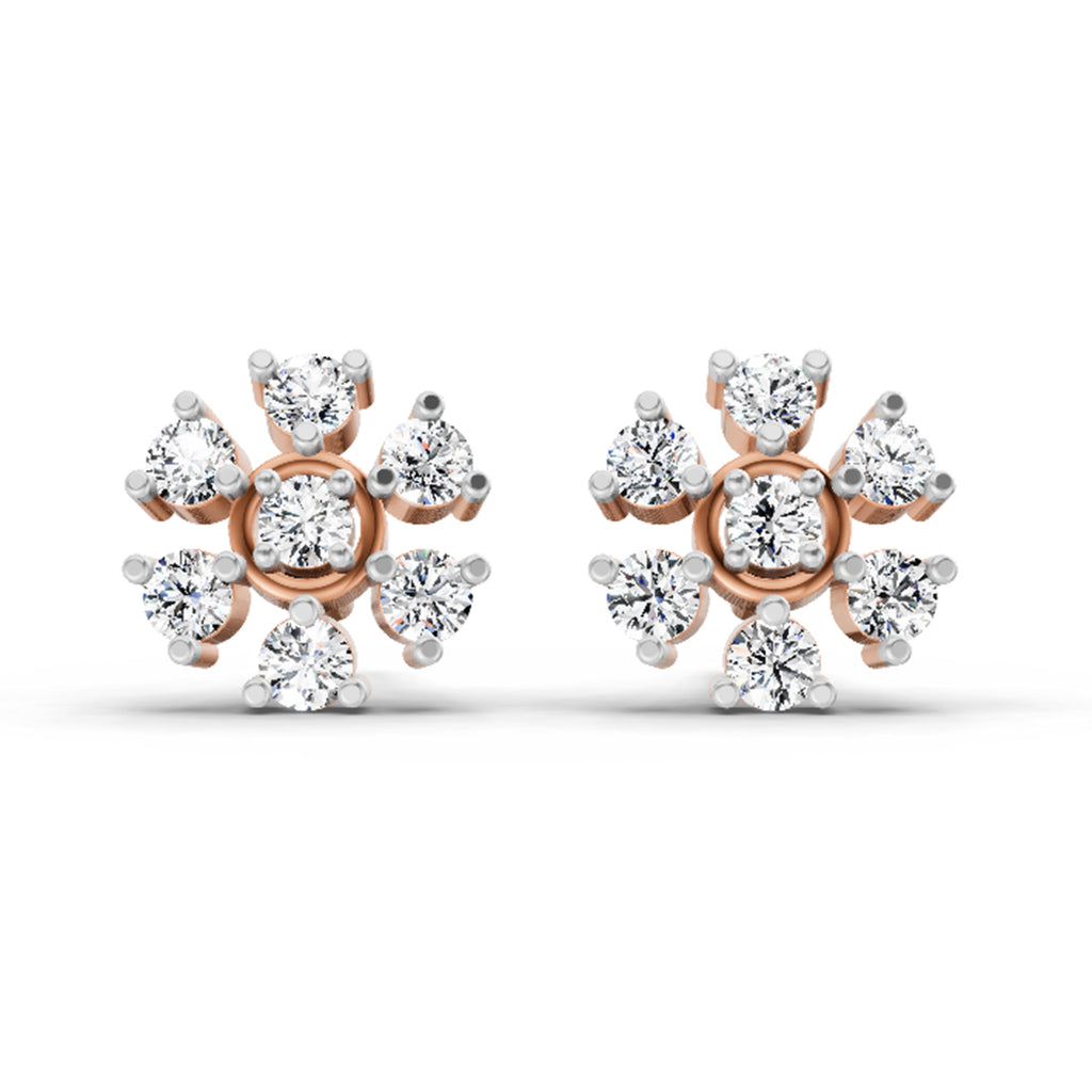 0.70 Carat Round Lily Earrings 14K - Rose Gold
