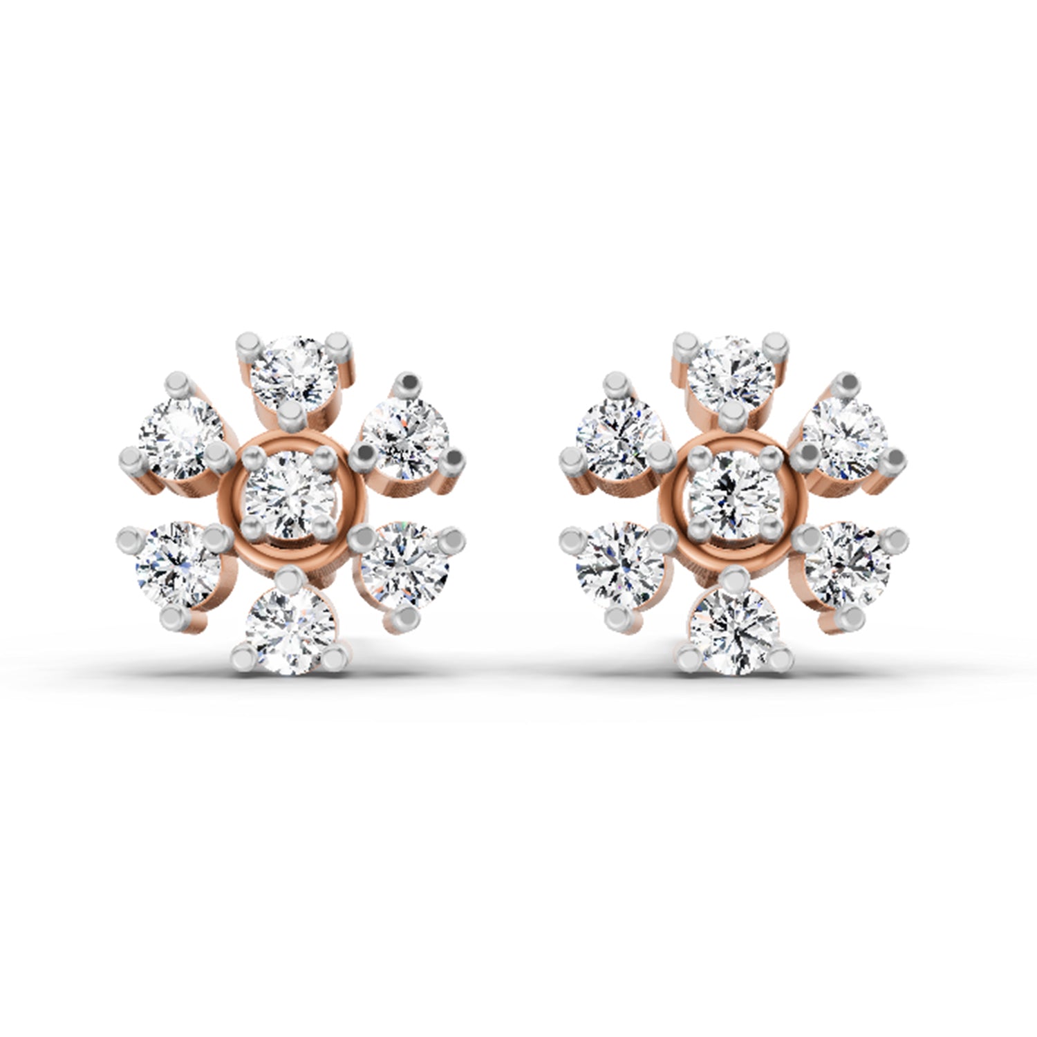 0.70 Carat Round Lily Earrings 14K - Rose Gold