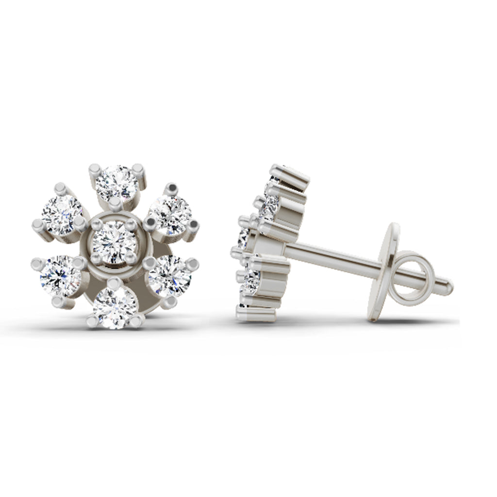 0.70 Carat Round Lily Earrings 14K - White Gold