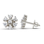 0.70 Carat Round Lily Earrings 14K - White Gold