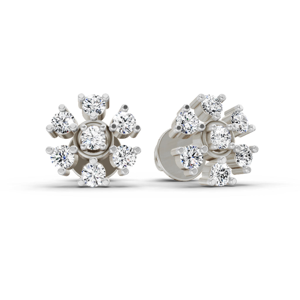 0.70 Carat Round Lily Earrings 14K - White Gold