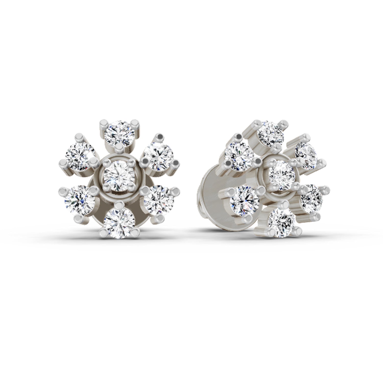 0.70 Carat Round Lily Earrings 14K - White Gold