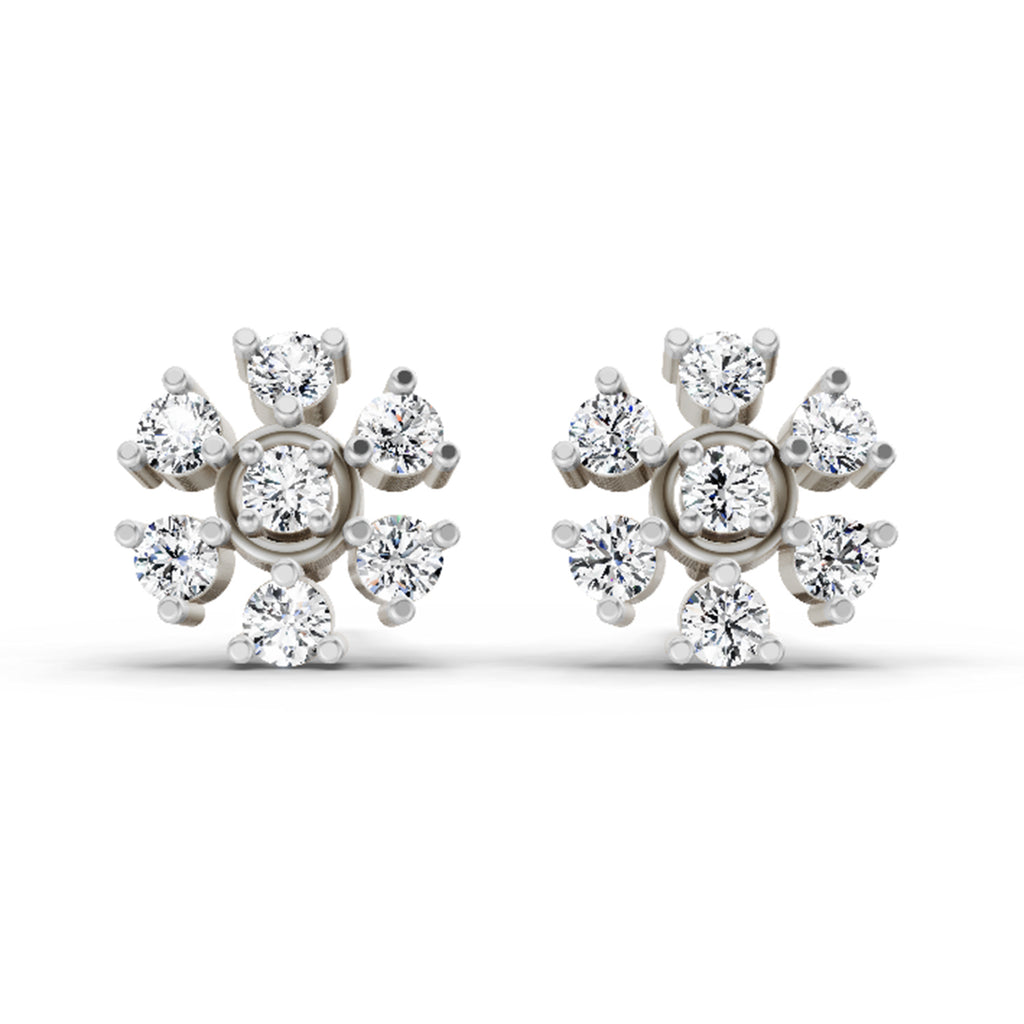 0.70 Carat Round Lily Earrings 14K - White Gold
