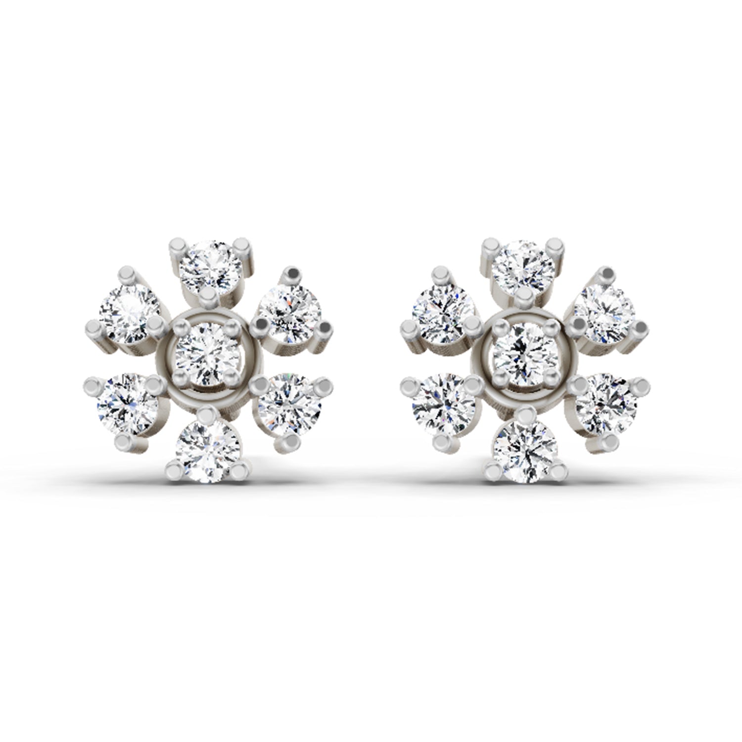 0.70 Carat Round Lily Earrings 14K - White Gold