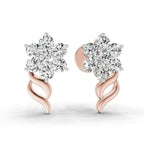 0.73 Carat Round Flower Stud Earrings 14K - Rose Gold