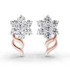 0.73 Carat Round Flower Stud Earrings 14K - Rose Gold