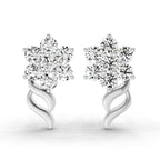 0.73 Carat Round Flower Stud Earrings 14K - White Gold