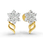 0.73 Carat Round Flower Stud Earrings 14K