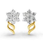 0.73 Carat Round Flower Stud Earrings 14K