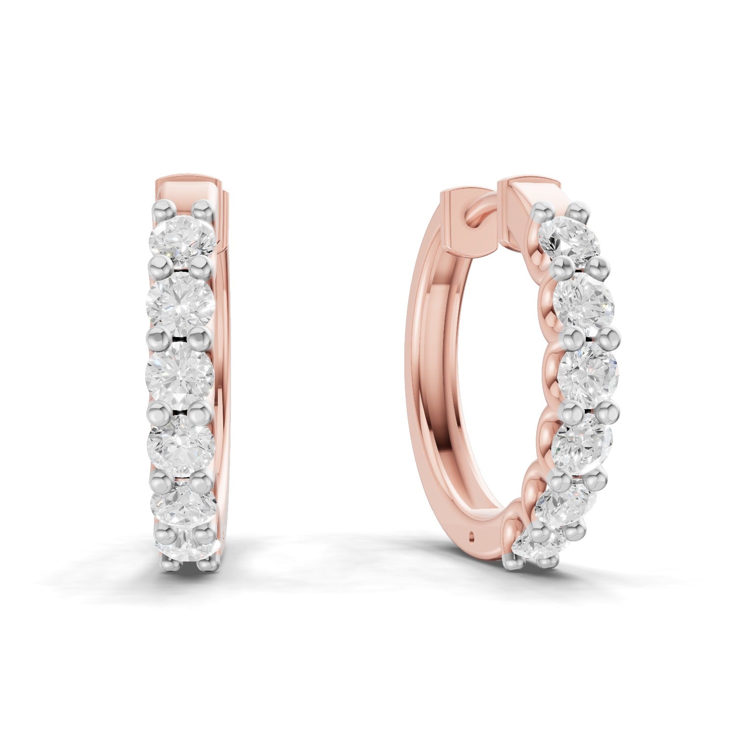 1.5 Carat Eternal Sparkle Hoop Diamond Earrings 14K - Rose Gold