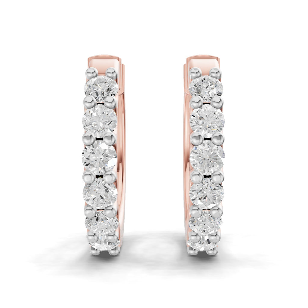 1.5 Carat Eternal Sparkle Hoop Diamond Earrings 14K - Rose Gold