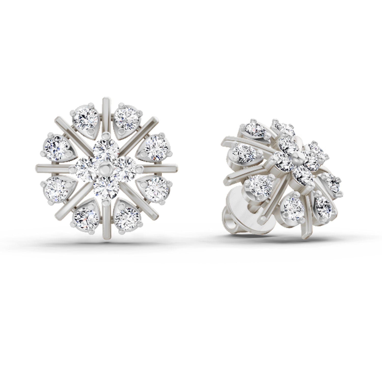 0.87 Carat Teardrop Earrings 14K - White Gold