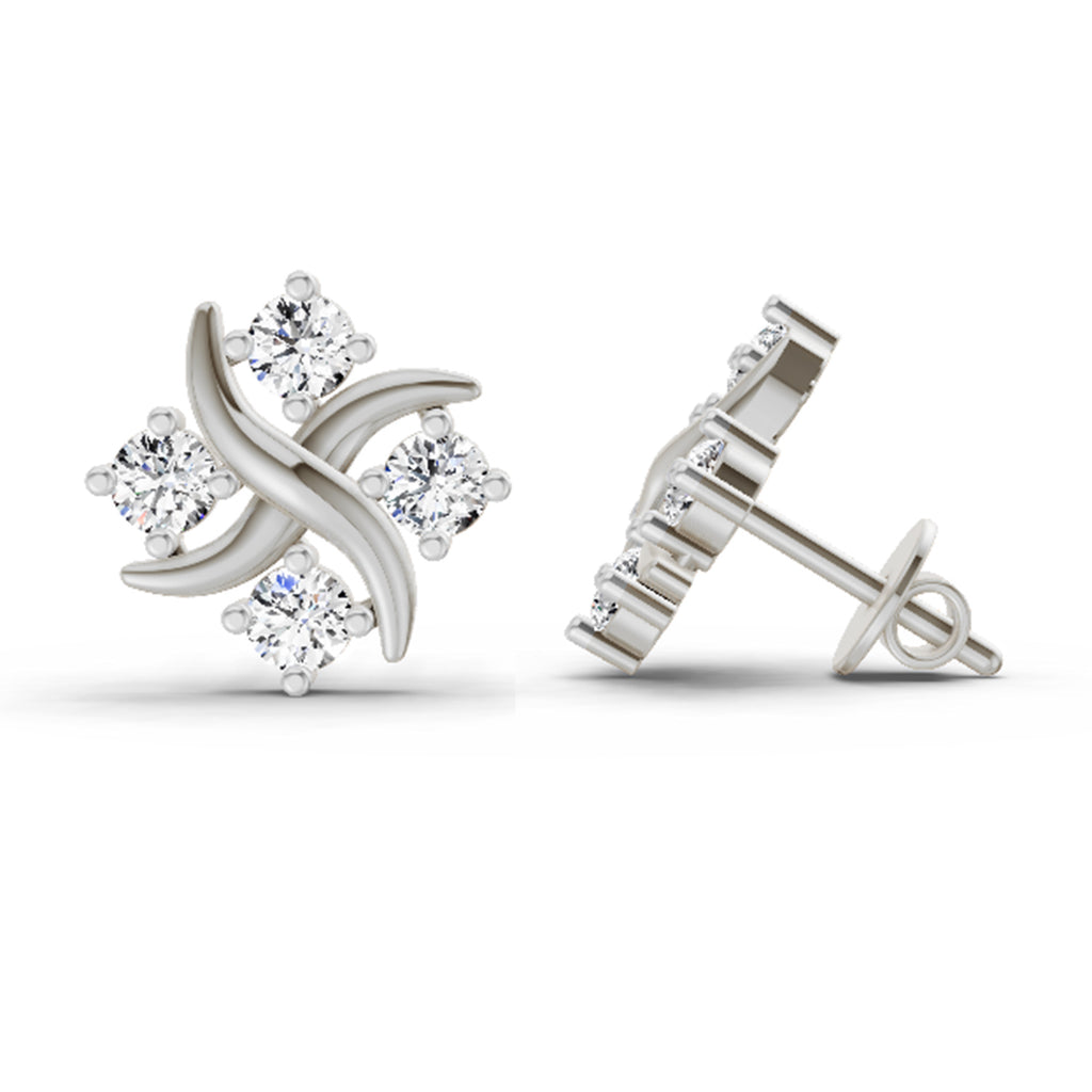 0.85 Carat Round Fashion Earrings 14K - White Gold