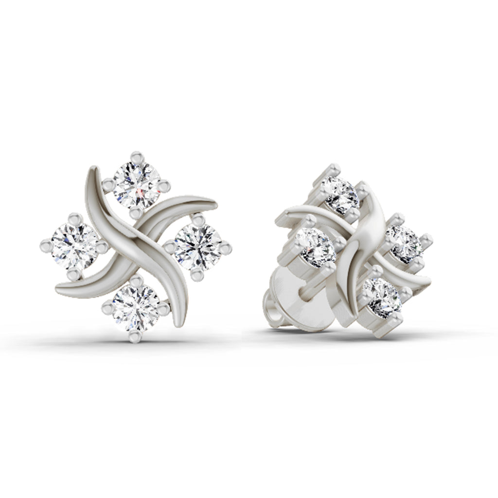 0.85 Carat Round Fashion Earrings 14K - White Gold
