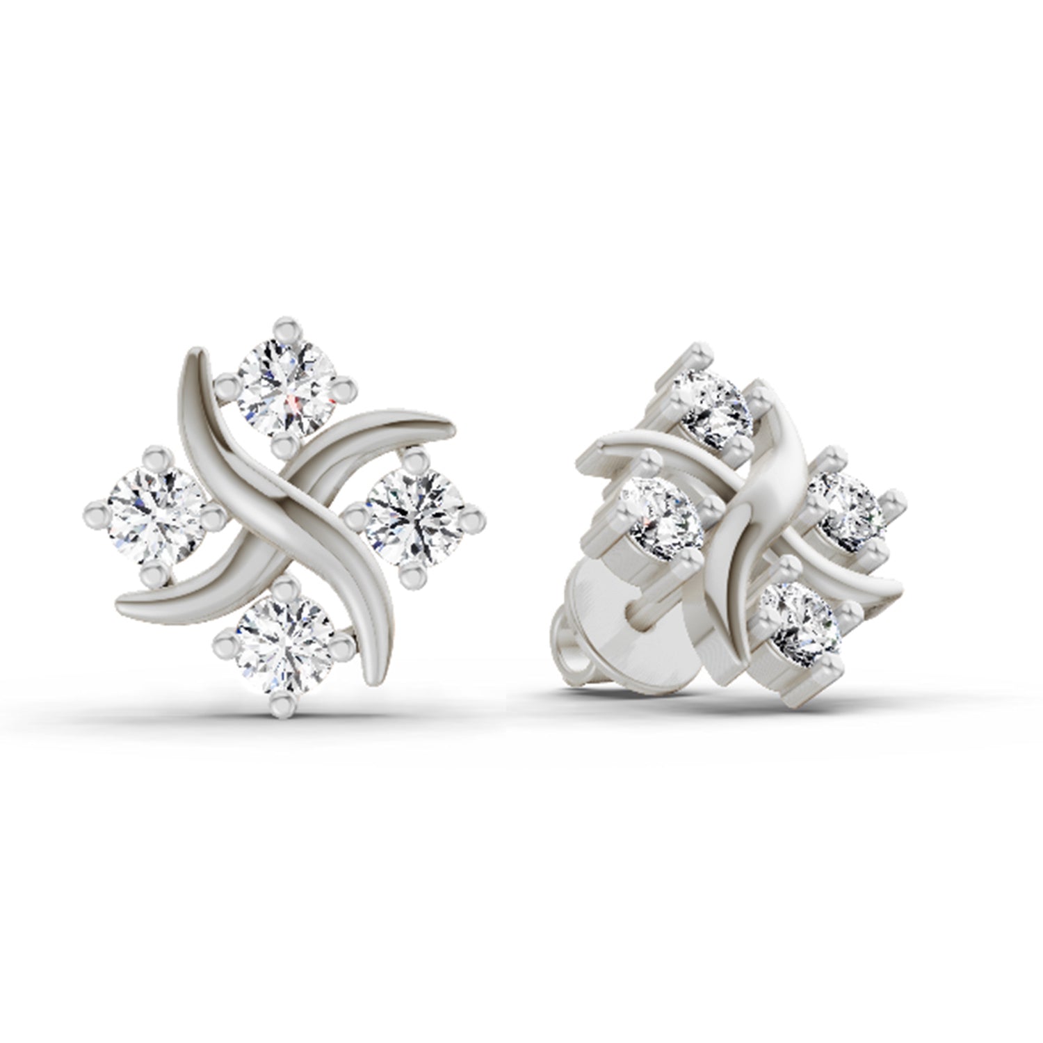 0.85 Carat Round Fashion Earrings 14K - White Gold