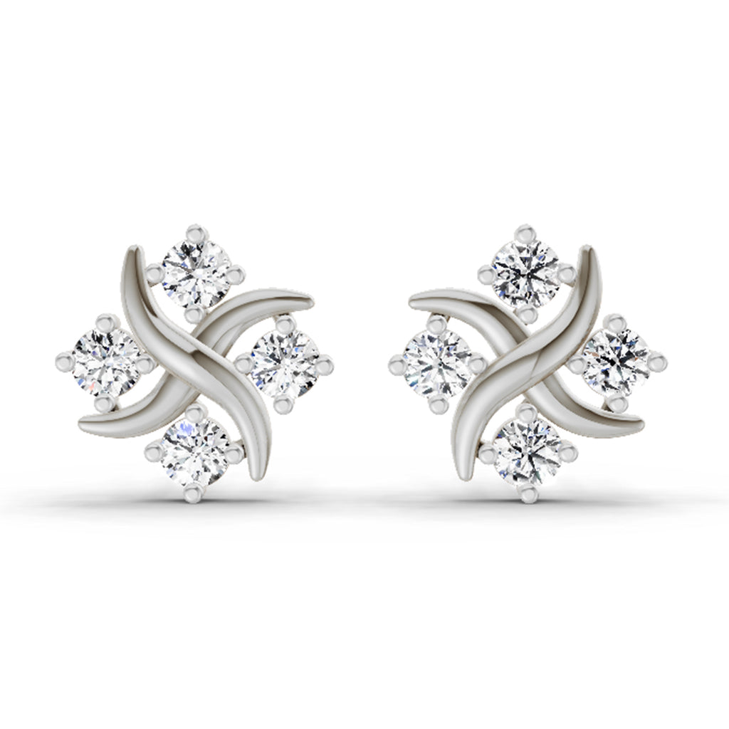 0.85 Carat Round Fashion Earrings 14K - White Gold
