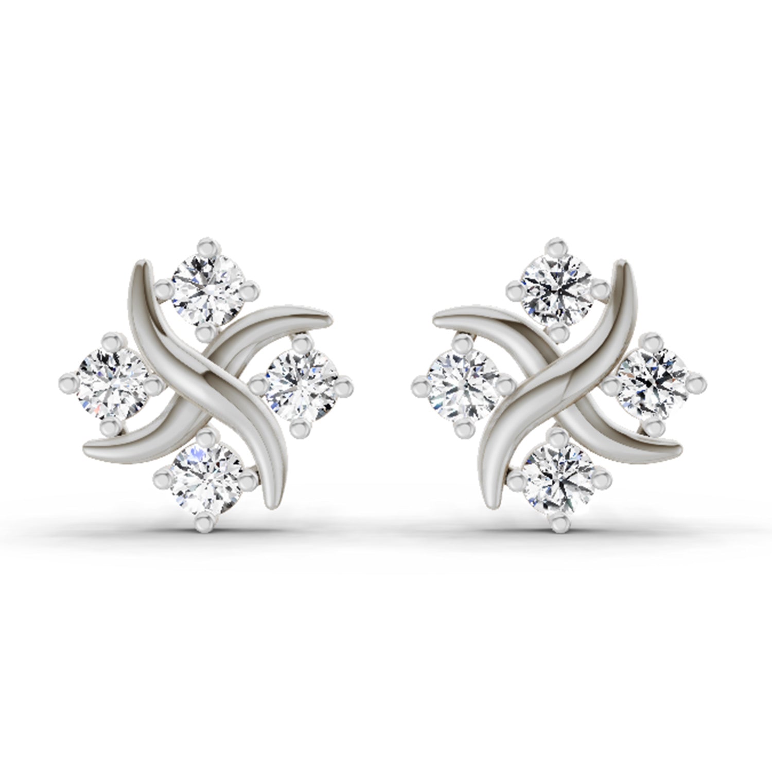 0.85 Carat Round Fashion Earrings 14K - White Gold