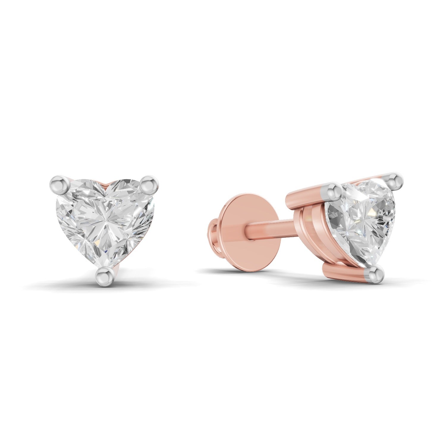 0.53 Carat heart-shaped Diamond Earrings 14K - Rose Gold