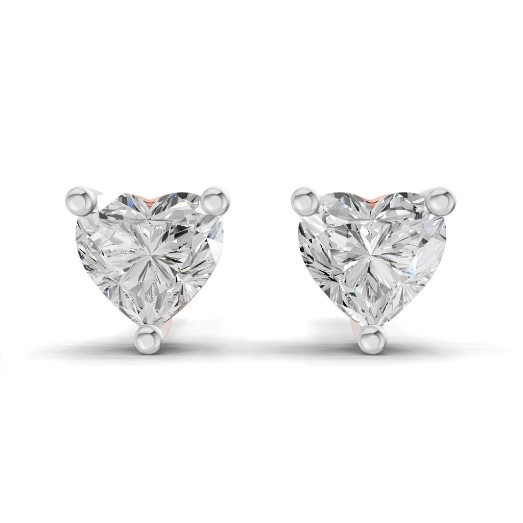 0.53 Carat heart-shaped Diamond Earrings 14K - Rose Gold