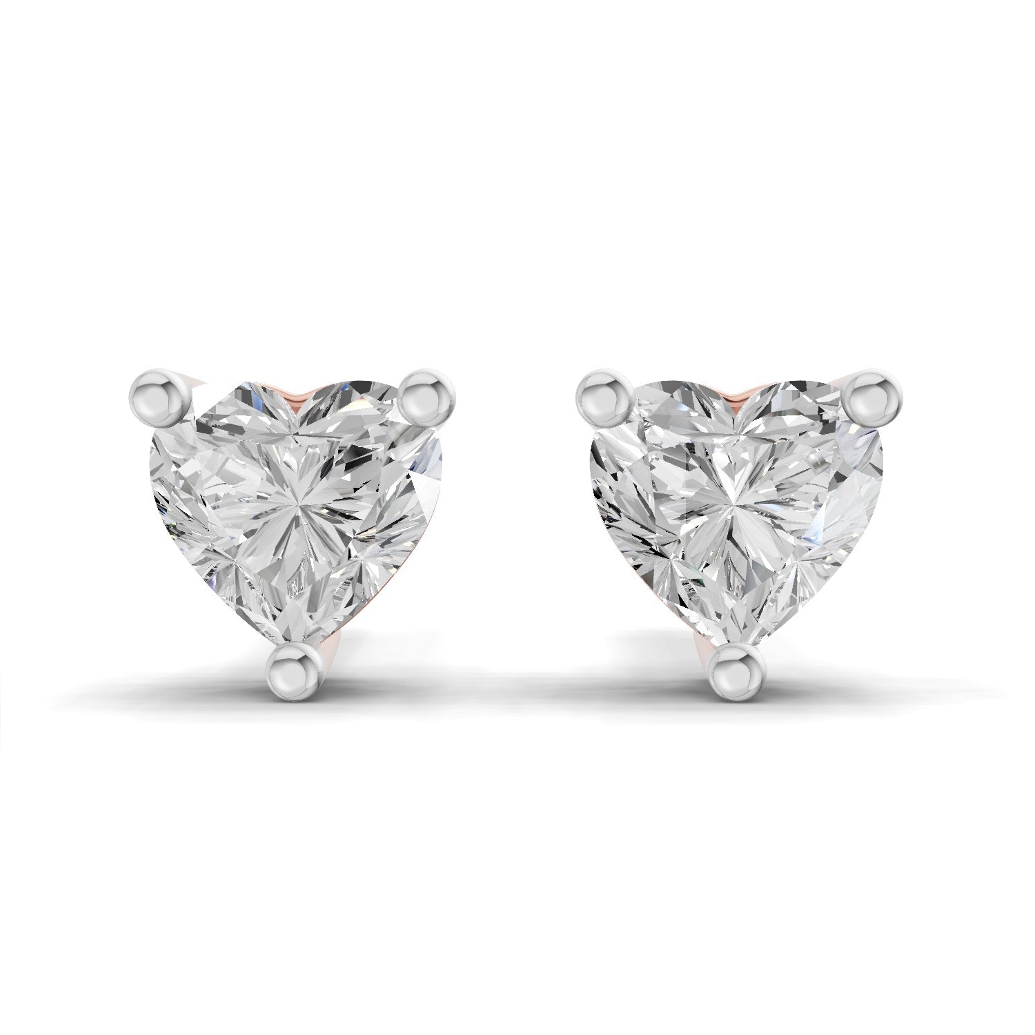 0.53 Carat heart-shaped Diamond Earrings 14K - Rose Gold