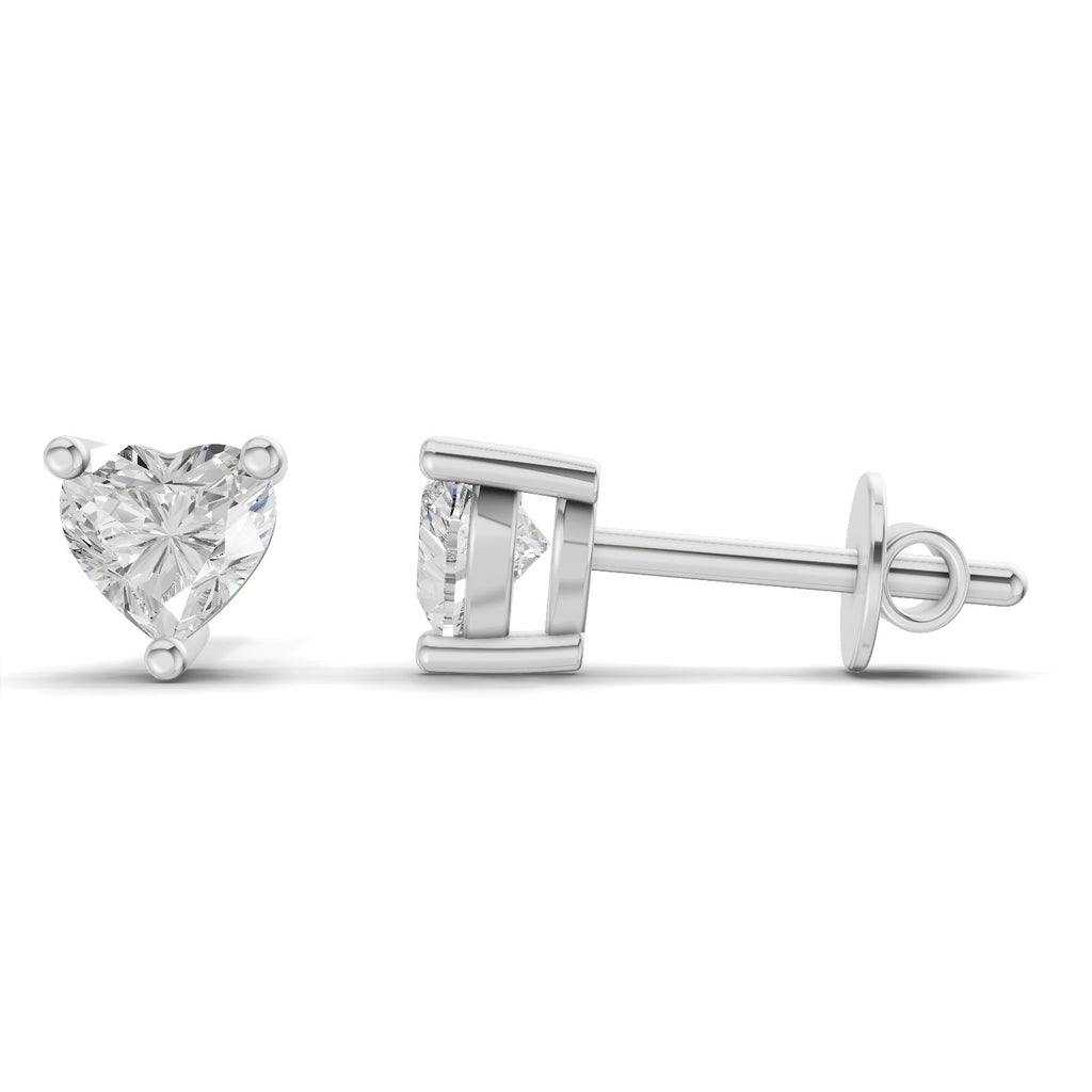 0.53 Carat heart-shaped Diamond Earrings 14K - White Gold