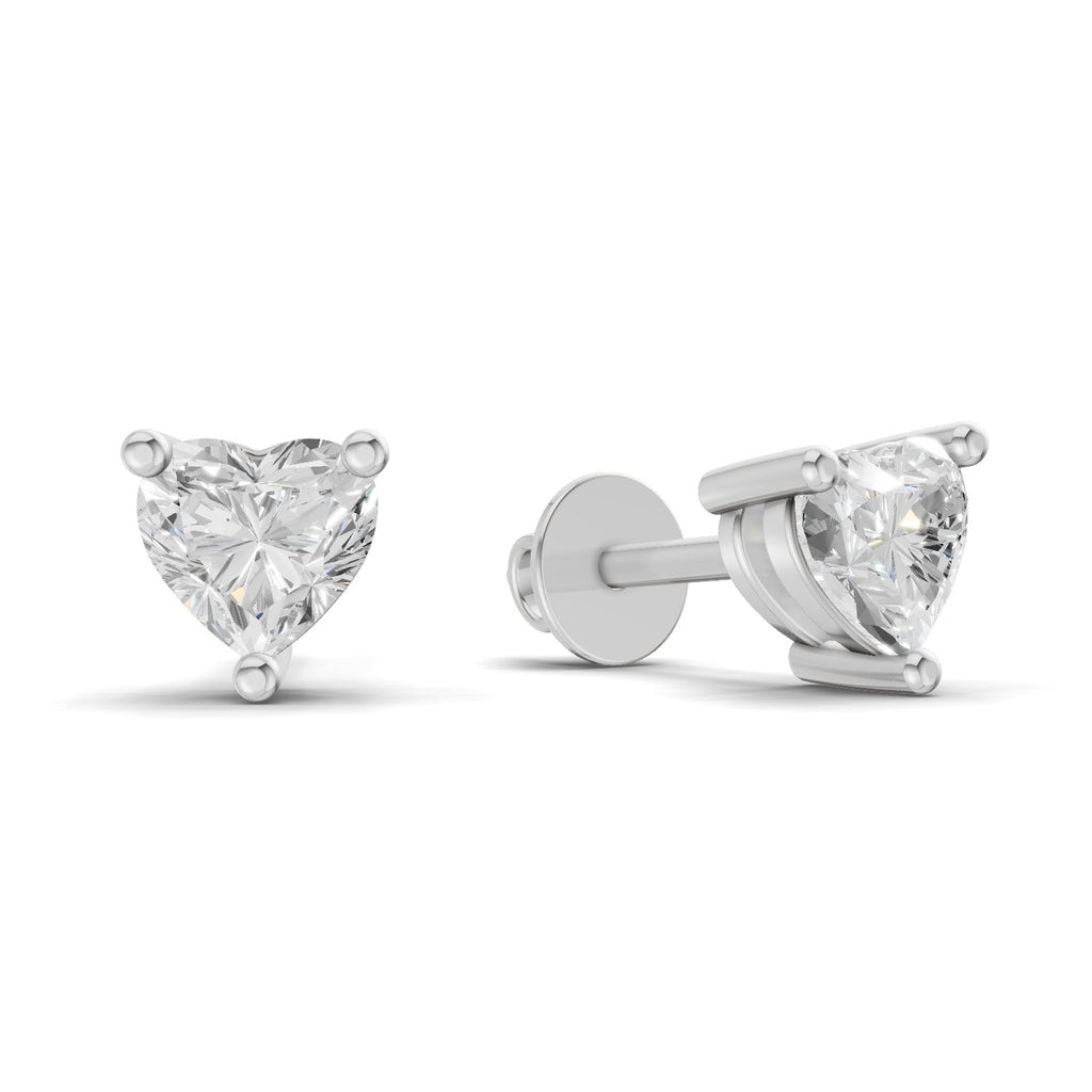 0.53 Carat heart-shaped Diamond Earrings 14K - White Gold