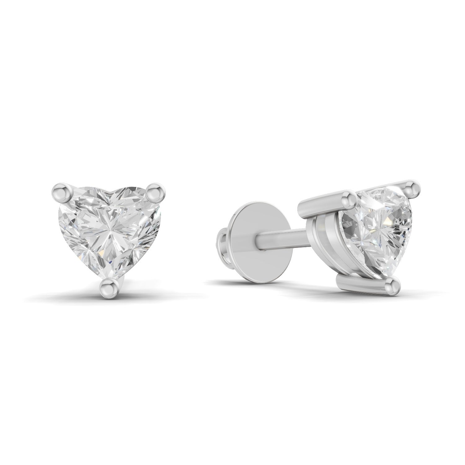 0.53 Carat heart-shaped Diamond Earrings 14K - White Gold