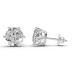 4 Carat Round Diamond Earrings 14K - White Gold