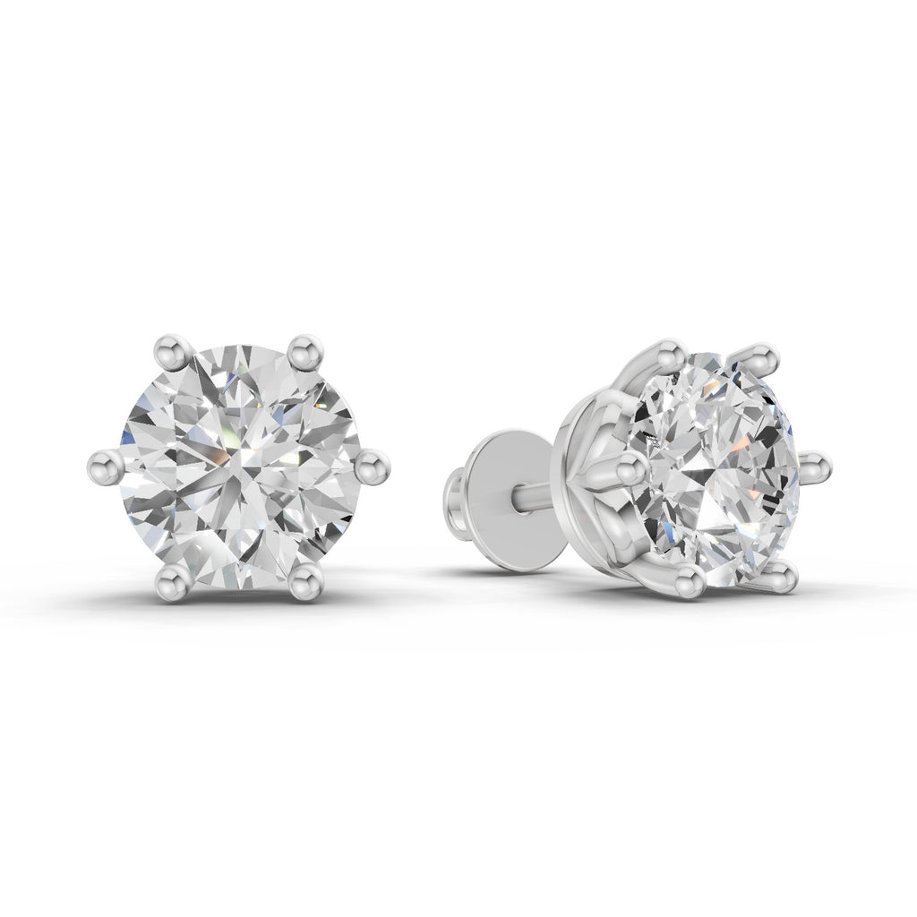 4 Carat Round Diamond Earrings 14K - White Gold