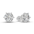 4 Carat Round Diamond Earrings 14K - White Gold