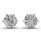 4 Carat Round Diamond Earrings 14K - White Gold