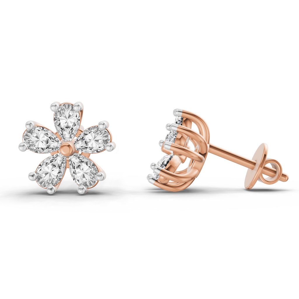 1 Carat Pear Shape Patel Bloom Earrings 14K - Rose Gold