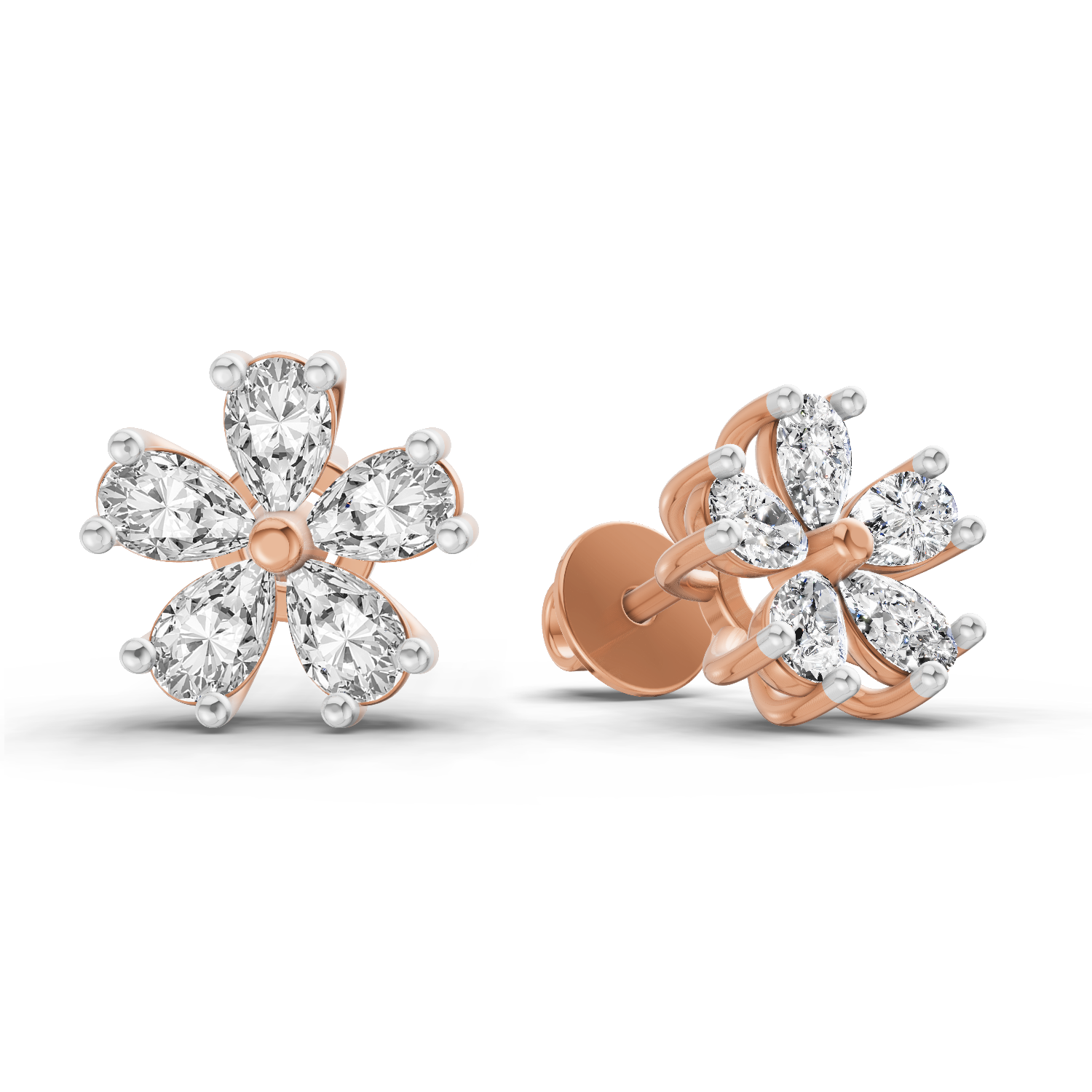 1 Carat Pear Shape Patel Bloom Earrings 14K - Rose Gold