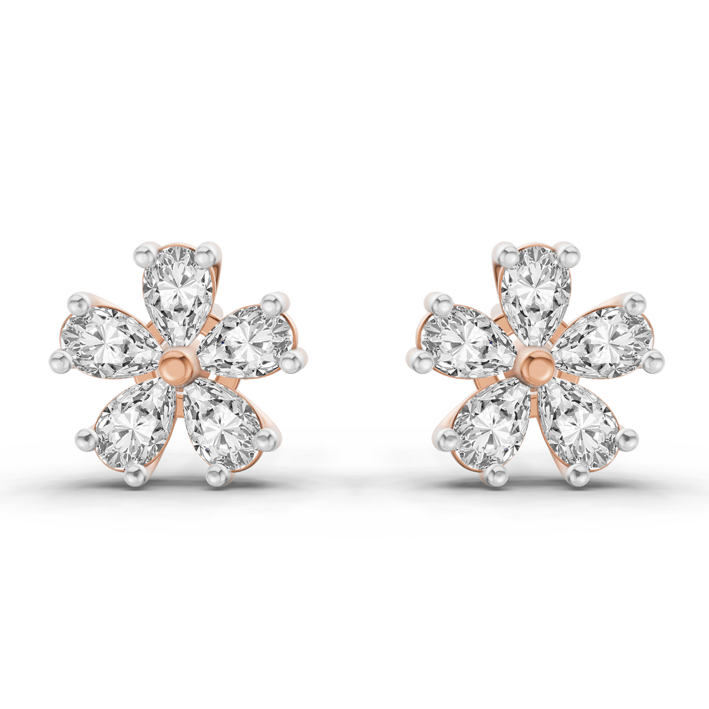 1 Carat Pear Shape Patel Bloom Earrings 14K - Rose Gold