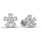 1 Carat Pear Shape Patel Bloom Earrings 14K - White Gold