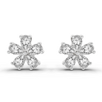 1 Carat Pear Shape Patel Bloom Earrings 14K - White Gold