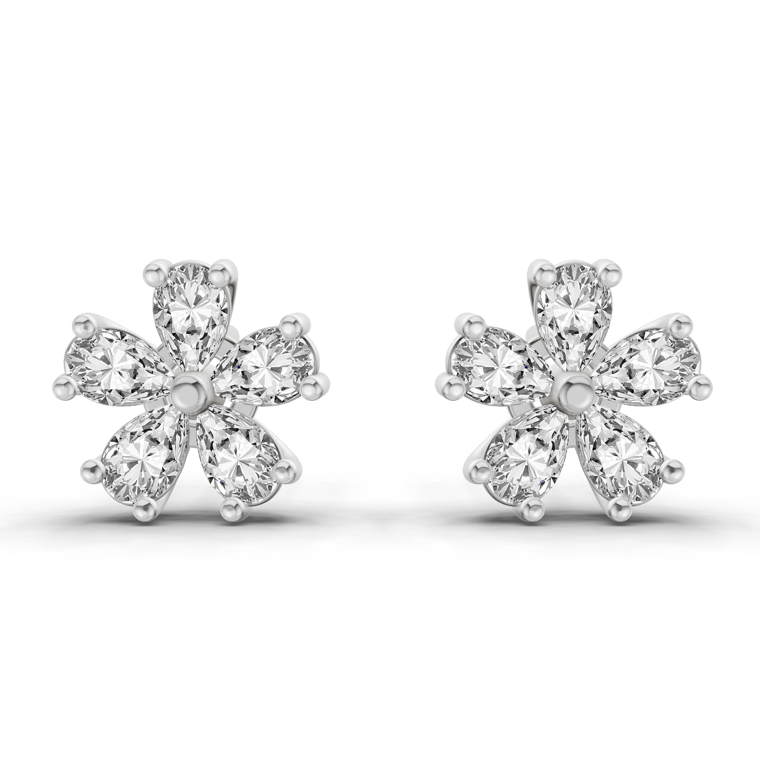 1 Carat Pear Shape Patel Bloom Earrings 14K - White Gold