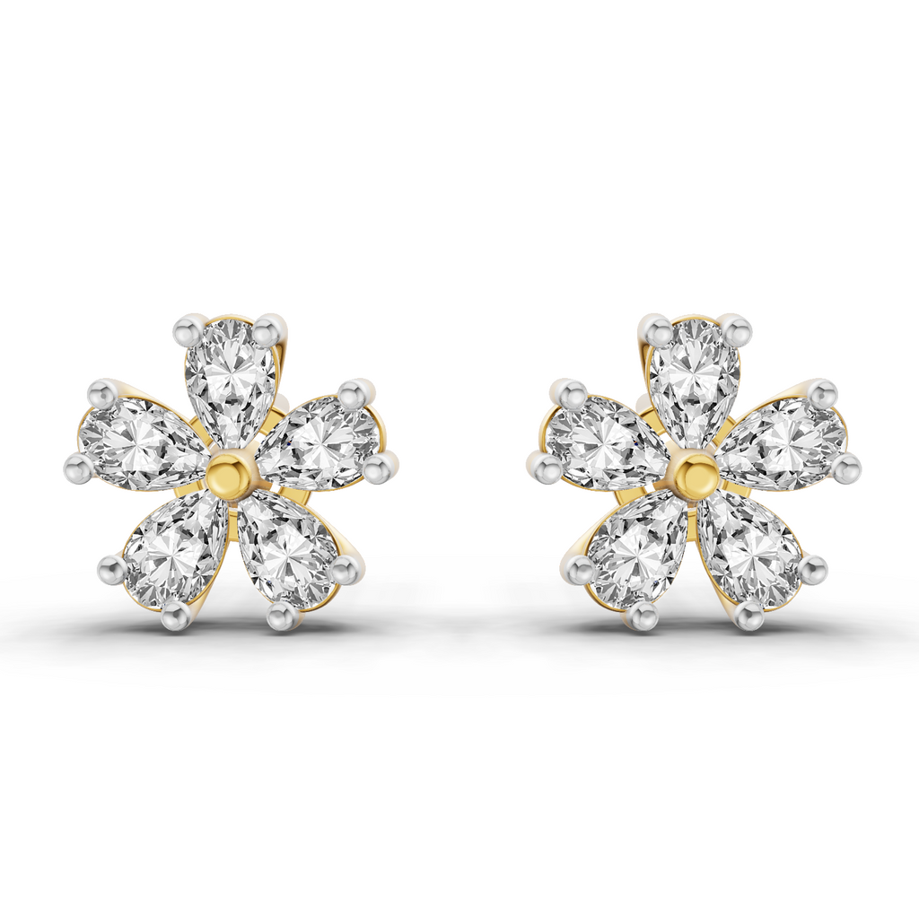1 Carat Pear Shape Patel Bloom Earrings 14K