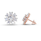 2.89 Carat Halo Diamond Earrings 14K - Rose Gold