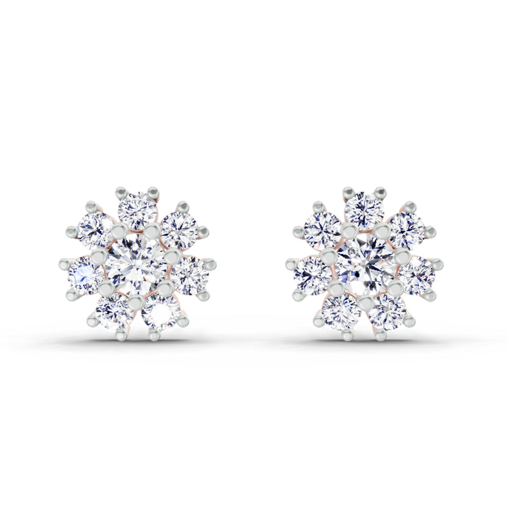 2.89 Carat Halo Diamond Earrings 14K - Rose Gold