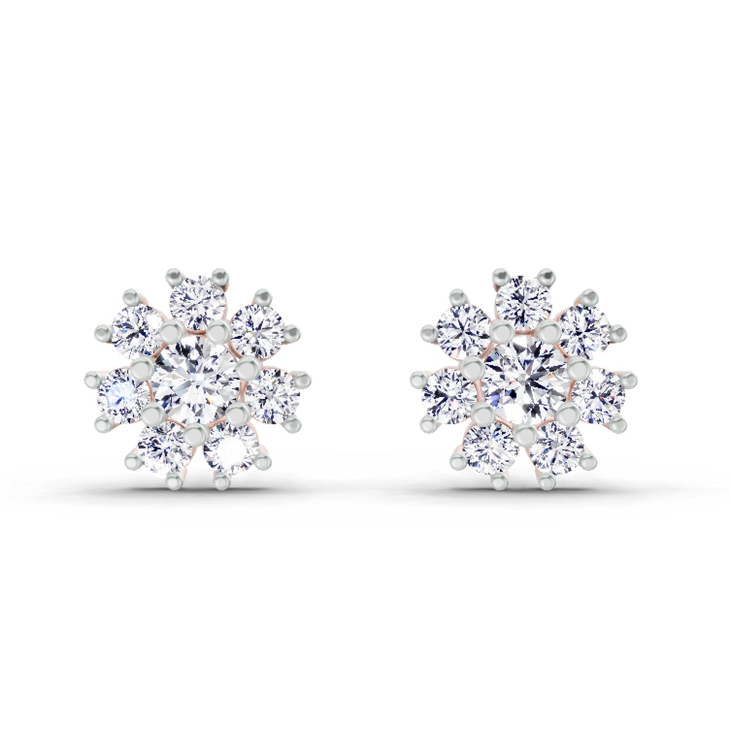 2.89 Carat Halo Diamond Earrings 14K - Rose Gold