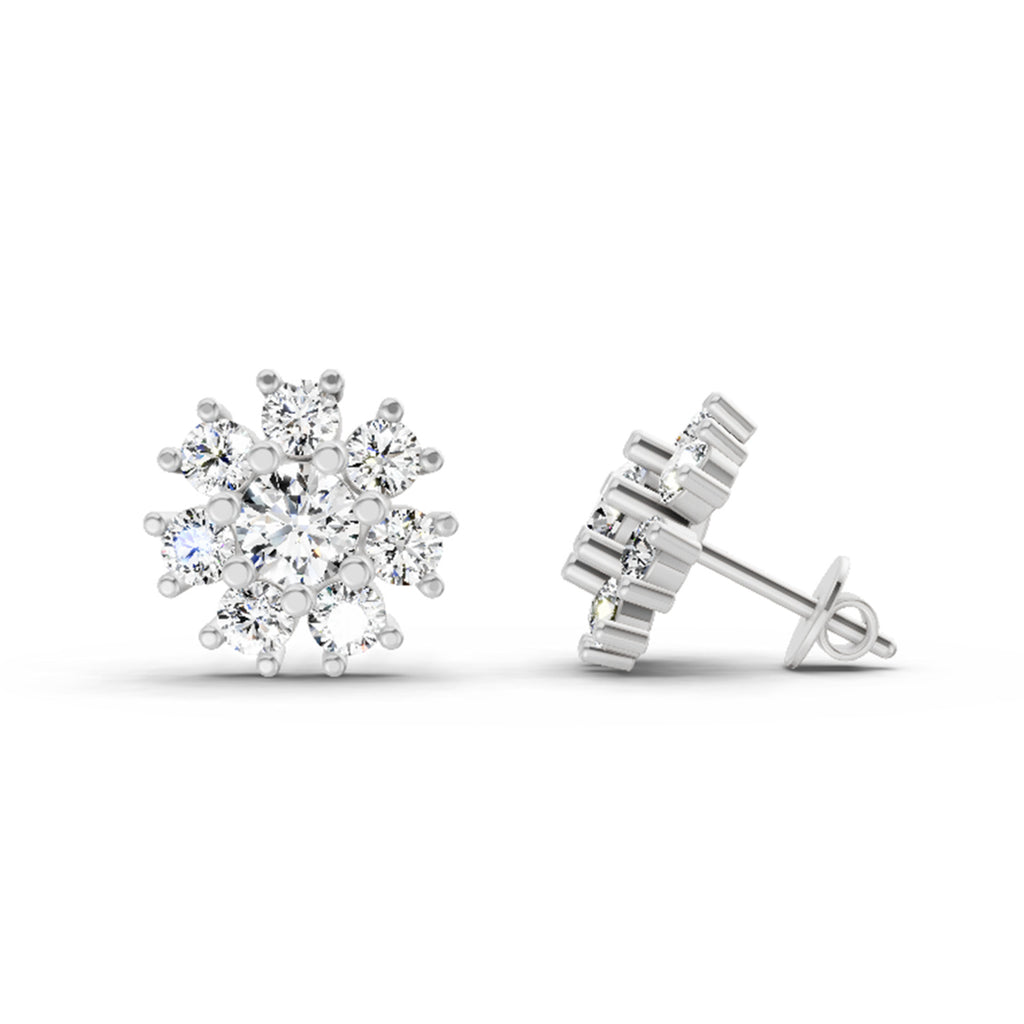 2.89 Carat Halo Diamond Earrings 14K - White Gold