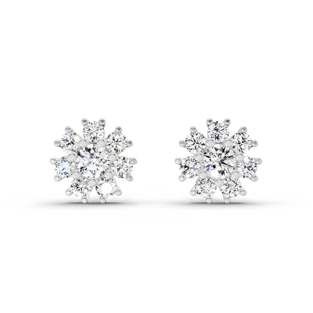 2.89 Carat Halo Diamond Earrings 14K - White Gold